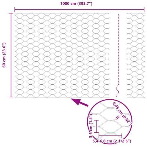 Heksagonalna ograda 0.6x10 m Pocinčani čelik Cijena