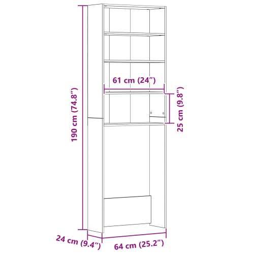 Ormar za perilicu rublja Crni hrast 64x24x190 cm Tehnička ploča Cijena