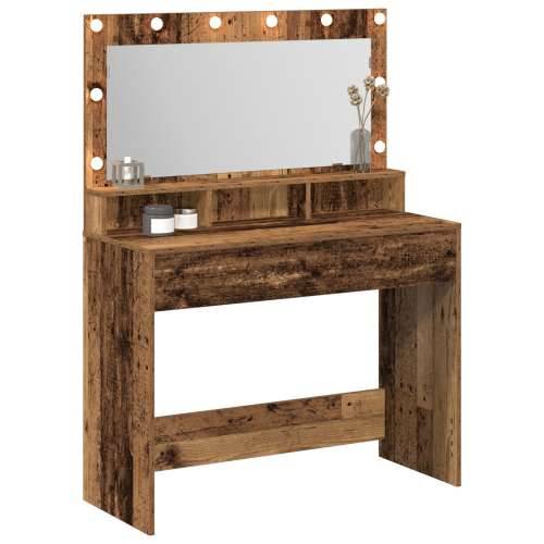 Toaletni Stol s LED Svjetlima - Vintage Drvo - 100x41x135 cm Cijena