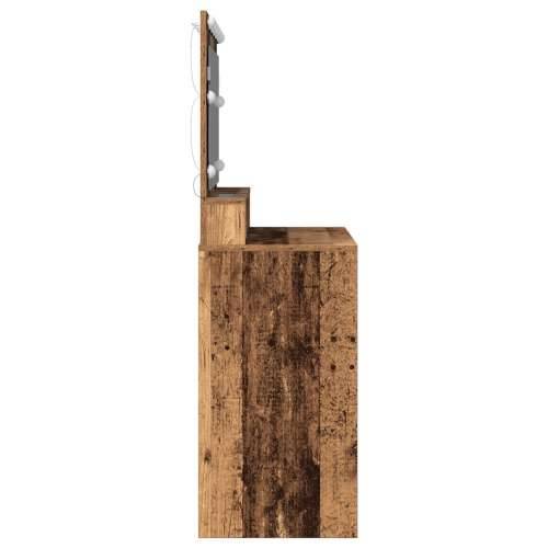 Toaletni Stol s LED Svjetlima - Vintage Drvo - 100x41x135 cm Cijena