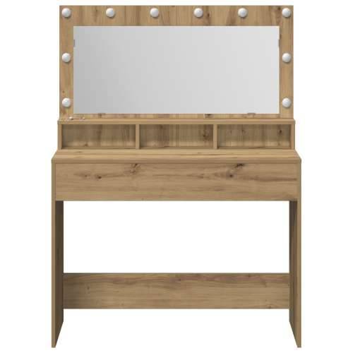 Toaletni Stol s LED Svjetlima u Umjetničkom Hrastu, 100x41x135 cm Cijena