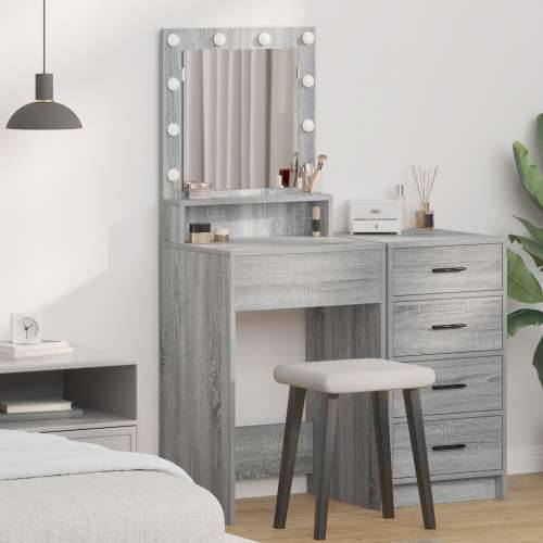 toaletni stol s LED svjetlima u Siva Sonoma - 50x41x135 cm Cijena