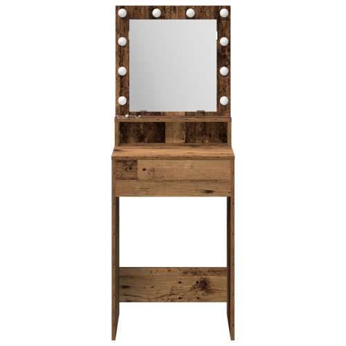 Toaletni Stolić s LED Svjetlima - Staro Drvo, 50x41x135 cm Cijena
