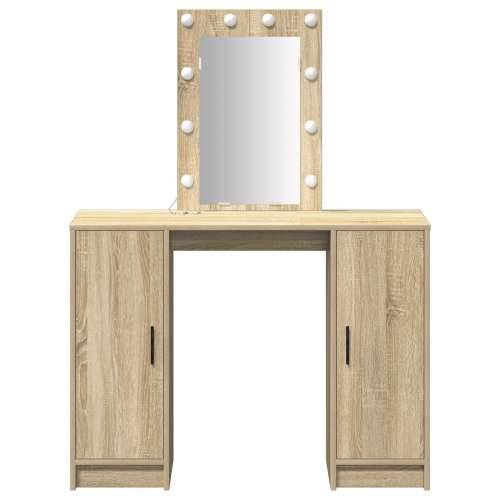 toaletni stol s LED svjetlima u Sonoma hrastu, 102x33x135 cm Cijena
