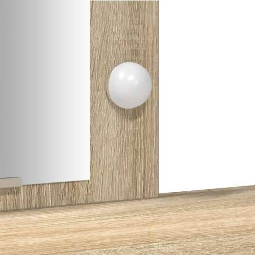 toaletni stol s LED svjetlima u Sonoma hrastu, 102x33x135 cm Cijena