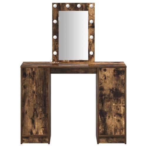 Toaletni Stol s LED Svjetlima Dimljeni Hrast 102x33x135 cm Cijena