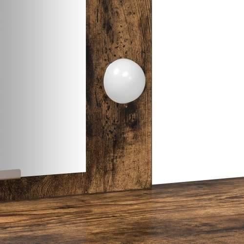 Toaletni Stol s LED Svjetlima Dimljeni Hrast 102x33x135 cm Cijena