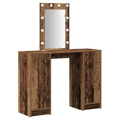 Toaletni stol s LED svjetlima Staro drvo 102x33x135 cm Cijena