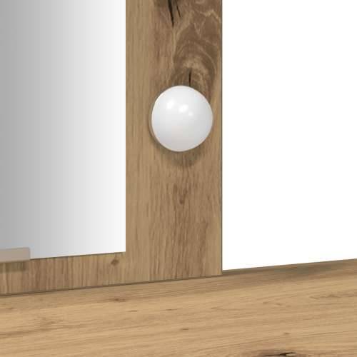 Toaletni stol s LED svjetlima umjetni hrast 102x33x135 cm Cijena