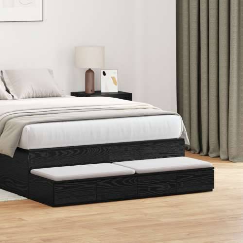 Ladice za krevet crne 120x36.5x16.5 cm konstruirano drvo Cijena