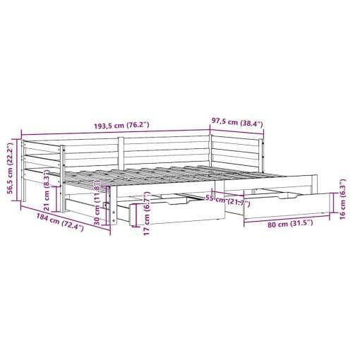 Dnevni krevet na razvlačenje s ladicama bez madraca 90 x 190 cm Cijena
