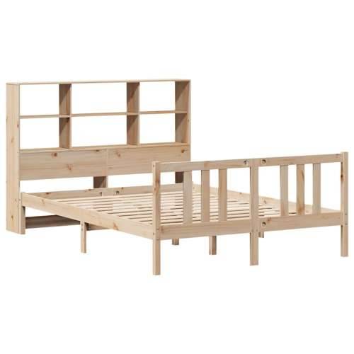 Krevet s regalom za knjige bez madraca 120x200 cm od borovine - Prirodna 120 x 200 cm Cijena