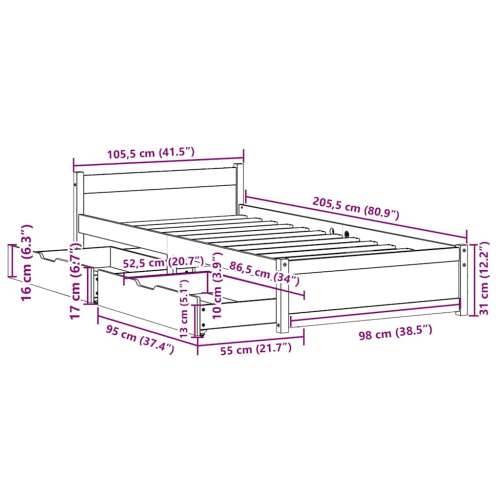 Okvir kreveta bez madraca 100x200 cm konstruirano drvo - Prirodna 100 x 200 cm Cijena