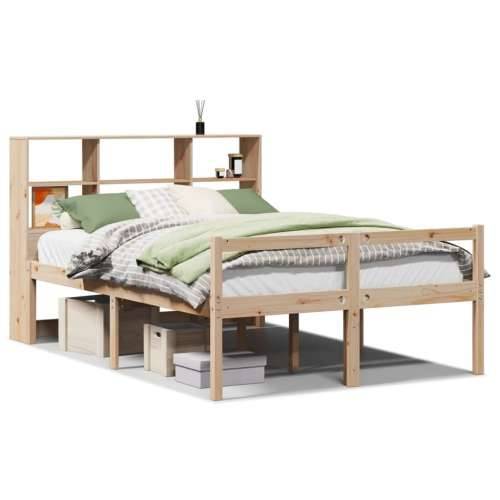 Krevet s regalom za knjige bez madraca 120x190 cm od borovine - Prirodna 120 x 190 cm Cijena