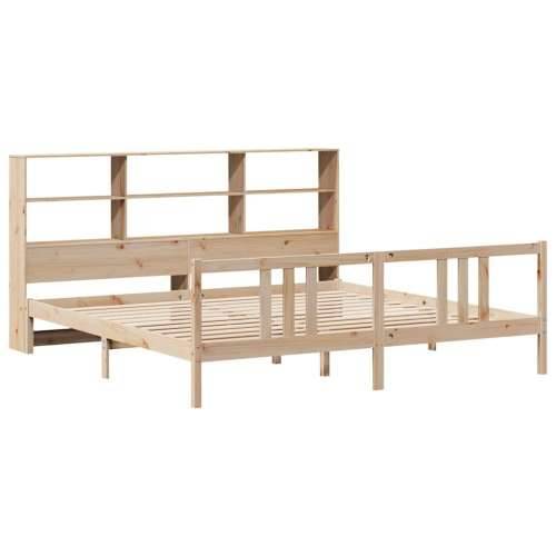 Krevet s regalom za knjige bez madraca 180x200 cm od borovine - Prirodna 180 x 200 cm Cijena