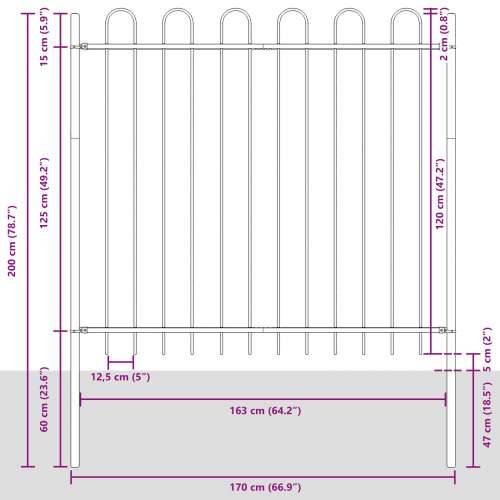 Vrtna ograda s hoop topom Siva 11.9x1.5 m Čelik Cijena