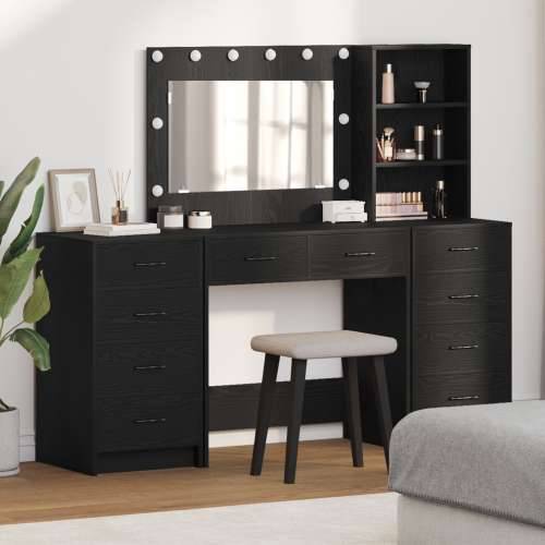 Set od 3 toaletna stola s LED crnog konstruiranog drva Cijena
