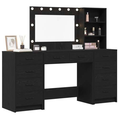 Set od 3 toaletna stola s LED crnog konstruiranog drva Cijena