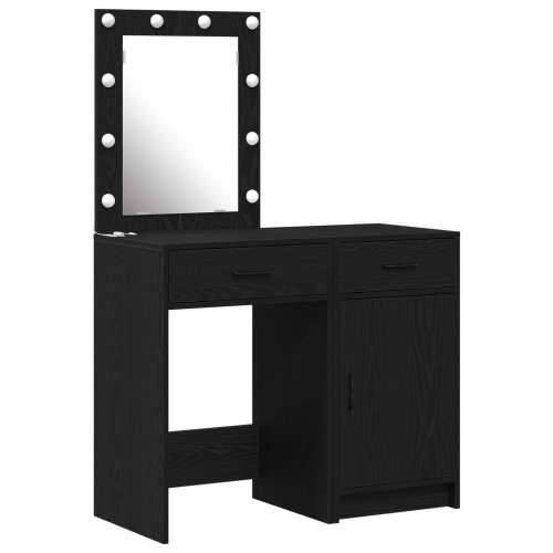 2 Dijelni Set Toaletnog Stola s LED Crnim Konstruiranim Drvom Cijena