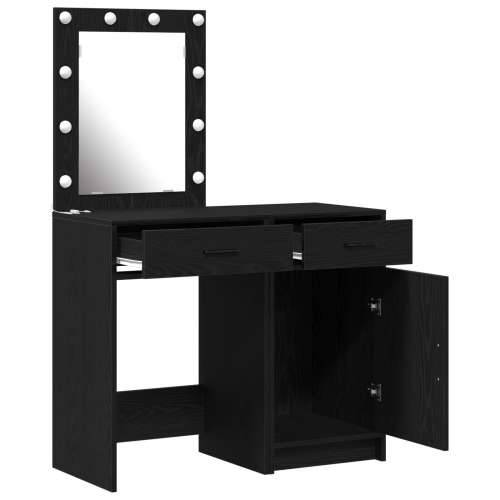 2 Dijelni Set Toaletnog Stola s LED Crnim Konstruiranim Drvom Cijena
