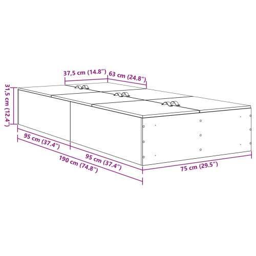 Krevet sa prostorom za pohranu Crni hrast 75x190 cm Konstruirano drvo Cijena