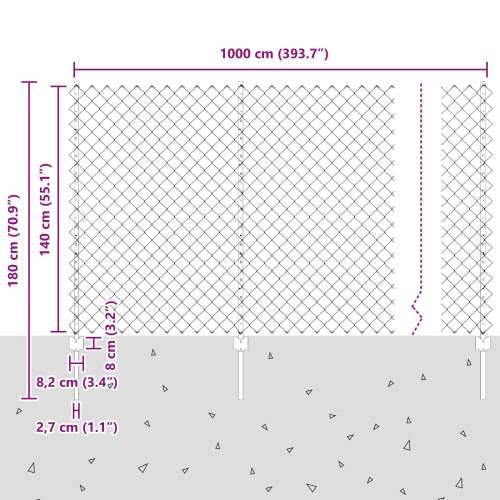 Ograda od lančane mreže s 10 U stupova Zelena 1,4x10 m Čelik Cijena