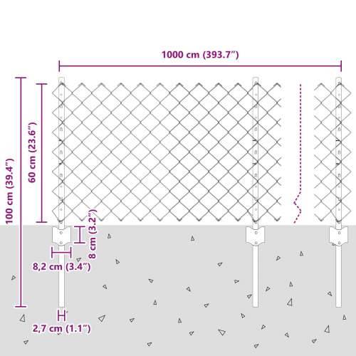Ograda od lančanih veza s 10 U stupova Siva 0.6x10 m Čelik Cijena