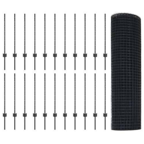 zavarena žičana ograda s 22 U stuba siva 0.8x50 m čelik Cijena