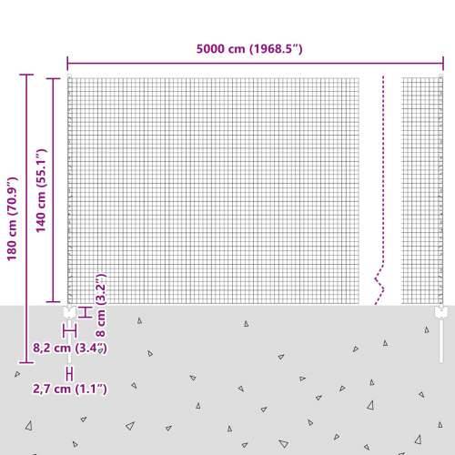 zavarena žičana ograda s 44 U postova siva 1.4x50 m čelik Cijena
