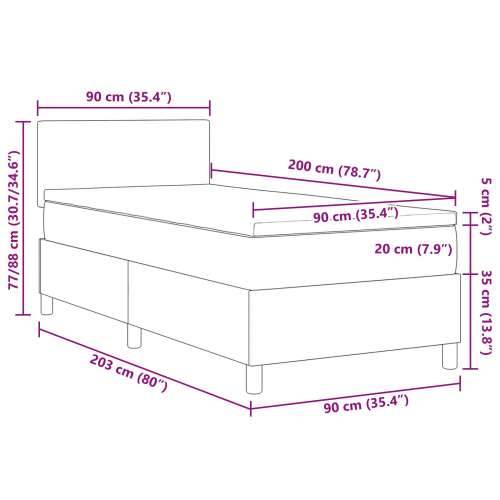 Krevet s podnicom s madracem svijetlozelene sive boje 90x200 cm tkanina od žoržete Cijena