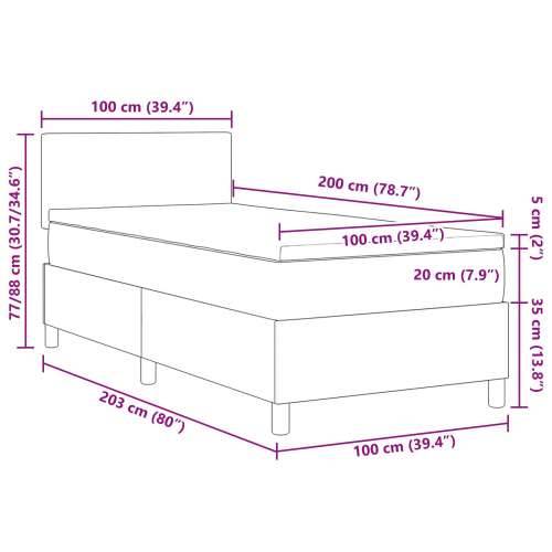 Box Spring Krevet s Madracem Svijetlo Sivi 100x200 cm Kordurojsko Platno Cijena