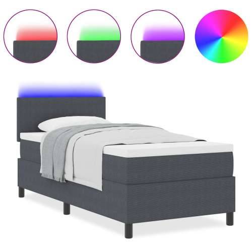 Krevet s podnicom s madracem i LED tamno siva 90x200 cm kordna tkanina Cijena