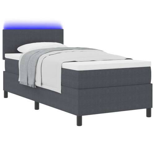 Krevet s čeličnim okvirom s madracem i LED-om Tamno siva 100x200 cm Kordurojna tkanina Cijena
