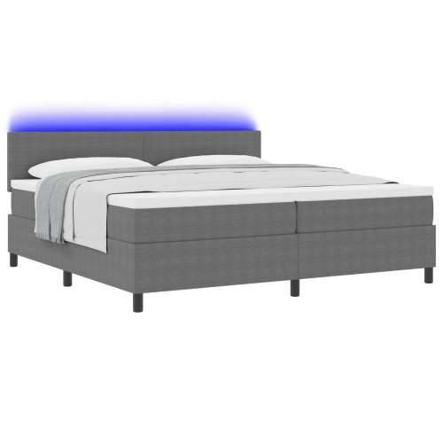 Kutija za Opruge s Madracem & LED svijetlosiva 200x200 cm Tkanina kordura Cijena