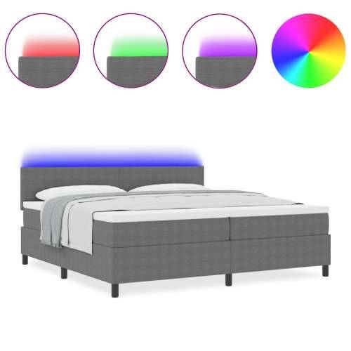Kutija za Opruge s Madracem & LED svijetlosiva 200x200 cm Tkanina kordura Cijena