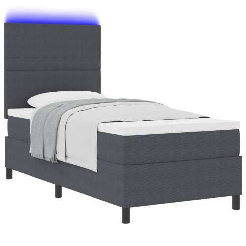 Box Spring Krevet s Madracem i LED Tamnosivi 90x200 cm Kordura Tkanina Cijena