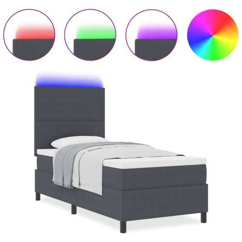 Box Spring Krevet s Madracem i LED Tamnosivi 90x200 cm Kordura Tkanina Cijena