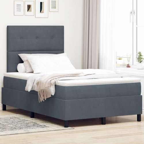 Krevet s Box Springom i Madracem Tamno Sivi 120x200 cm Baršun Cijena