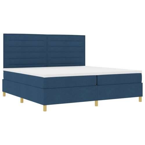 krevet s box springom i madracem & LED plavi 200x200 cm tkanina Cijena