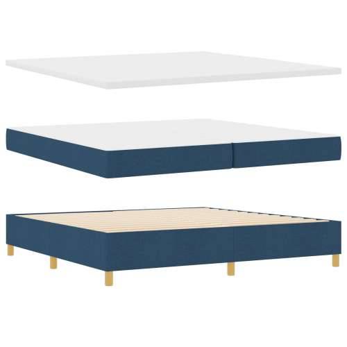 krevet s box springom i madracem & LED plavi 200x200 cm tkanina Cijena