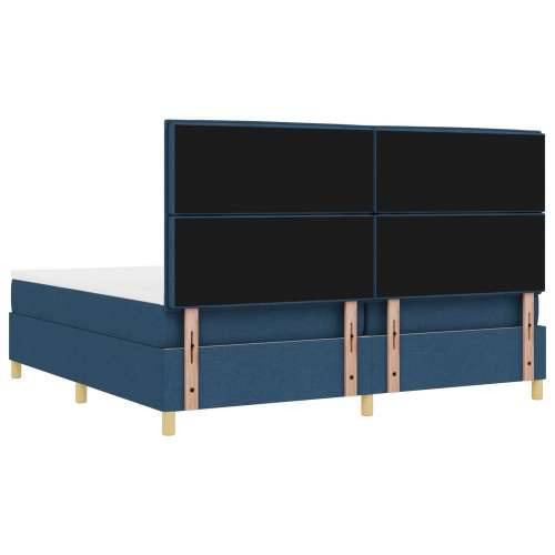 krevet s box springom i madracem & LED plavi 200x200 cm tkanina Cijena
