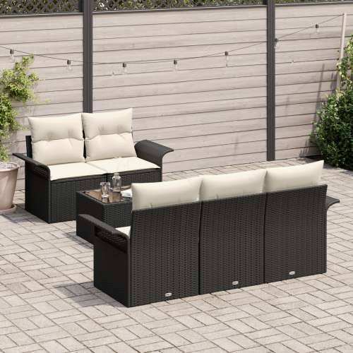 6-dijelni vrtni sofa set s jastučićima crni poliratan Cijena