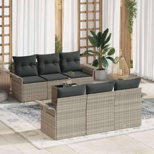 set vrtnih sofera s jastuком 7 dijelova svjetlosiva poly ratan Cijena
