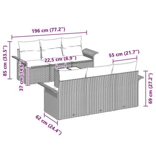 set vrtnih sofera s jastuком 7 dijelova svjetlosiva poly ratan Cijena