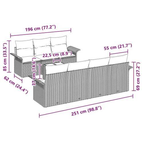 8-dijelni vrtni set sofe s jastučićima crni poli ratan Cijena