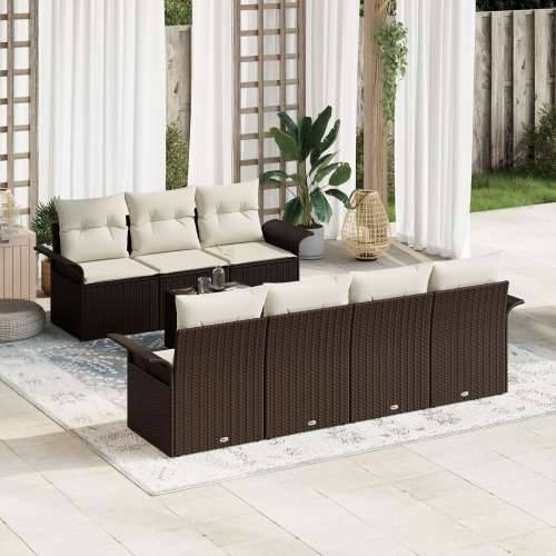 set od 8 komada vrtnih sofa s jastučićima smeđa poli ratan Cijena