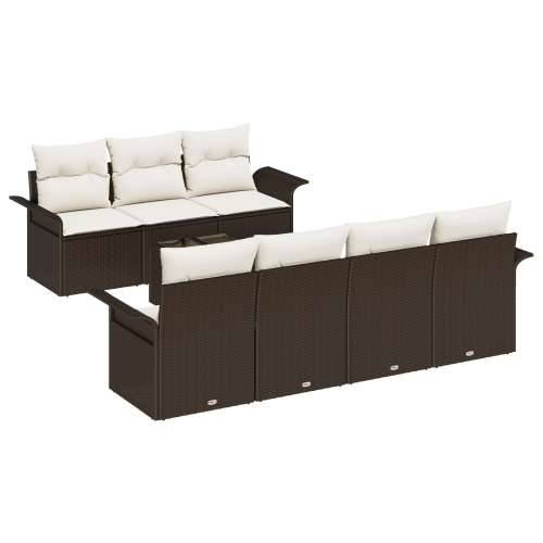 set od 8 komada vrtnih sofa s jastučićima smeđa poli ratan Cijena