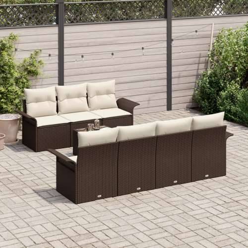 set od 8 komada vrtnih sofa s jastučićima smeđa poli ratan Cijena