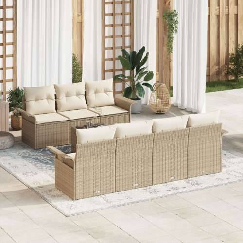 8-dijelni vrtni sofa set s jastučićima bež Poly Rattan Cijena