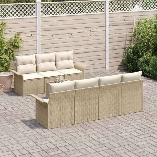 8-dijelni vrtni sofa set s jastučićima bež Poly Rattan Cijena